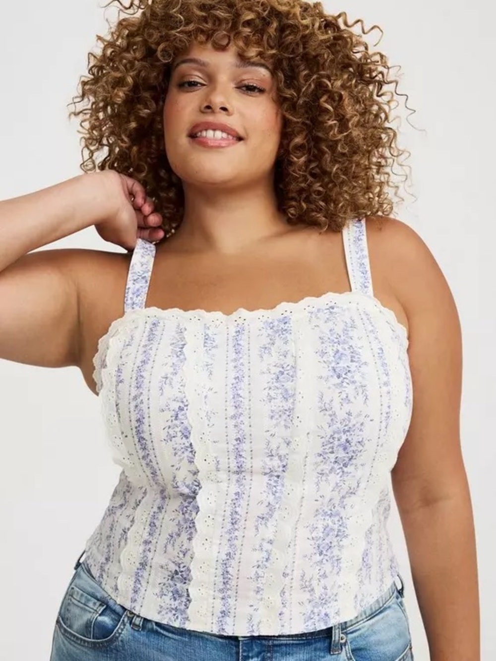 Torrid Dobby Bustier Wallpaper Floral Whisper White NWT